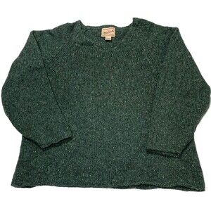 VTG Woolrich Sweater Womens XL Green Fleck Wool Rolled Pullover Fisherman 90s
